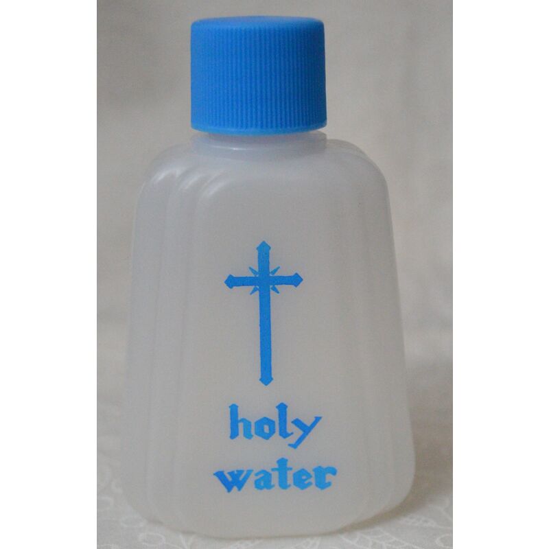 Small Plastic Holy Water Bottle, Cross, 50mm x 80mm,, Empty (no water)