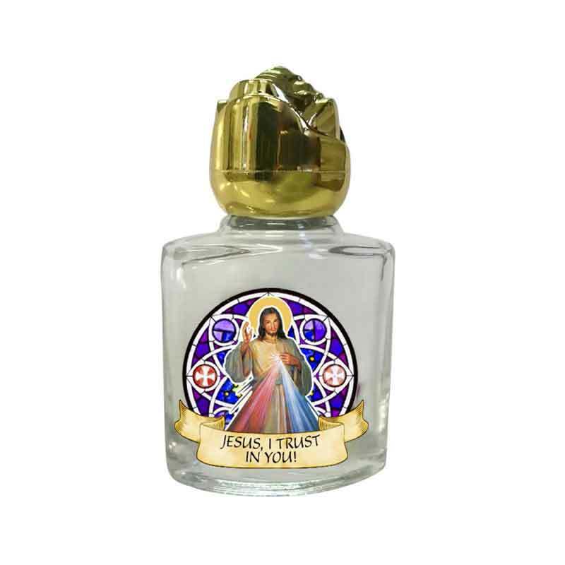 Holy Water Bottle, Devine Mercy, 35 x 55mm Glass, Empty (no water)