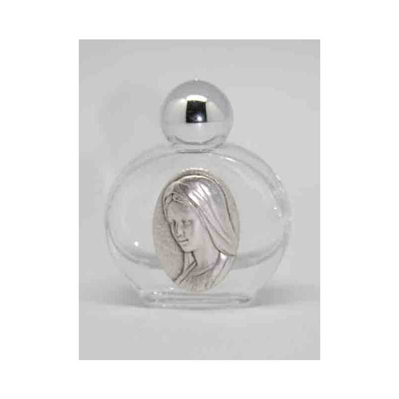 Glass Holy Water Bottle, Our Lady, 45 x 55mm, 15ml Capacity, Empty (no water)