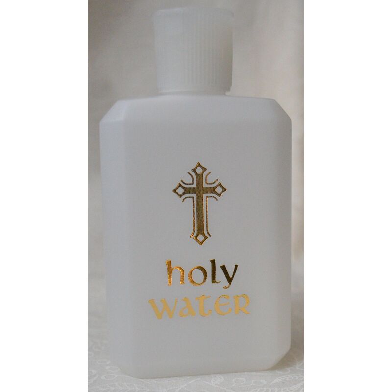 Large Plastic Holy Water Bottle, Cross, 60mm x 110mm, Empty (no water)