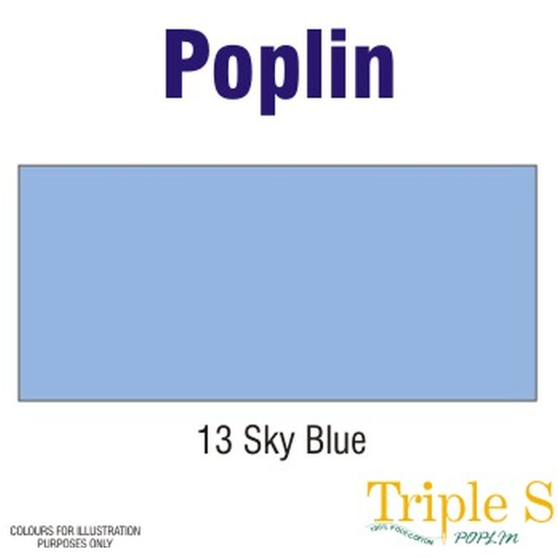 SKY BLUE Polycotton Poplin Fabric, 112Cm Wide Per Metre