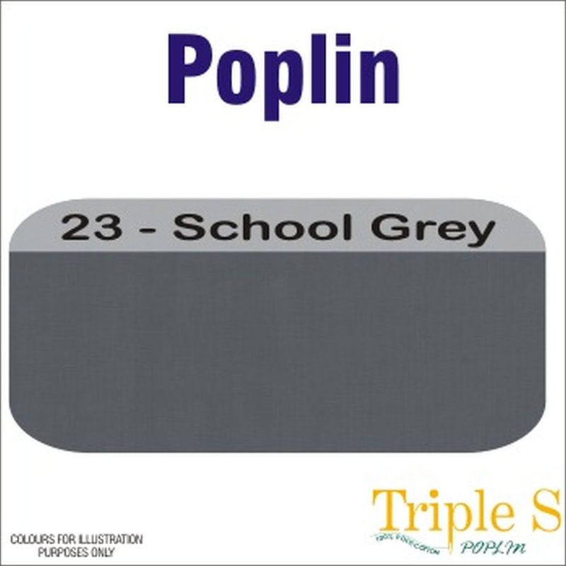 SCHOOL GREY Polycotton Poplin Fabric, 112cm Wide Per Metre