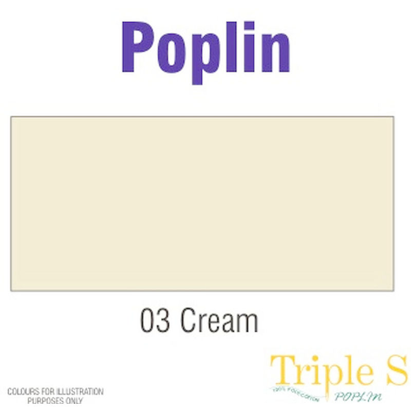 CREAM Polycotton Poplin Fabric, 112cm Wide Per Metre