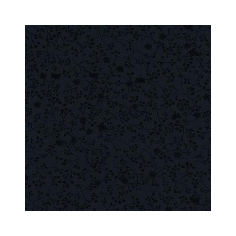 Triple S Flutter Fabric BLACK, 100% Cotton, REMNANT 76cm x 68cm