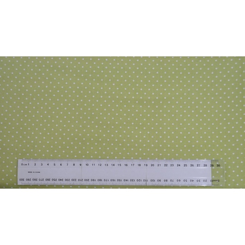 Cotton Fabric Per Metre, 110cm Wide, Small Pin Spot LIGHT GREEN GL6918.01