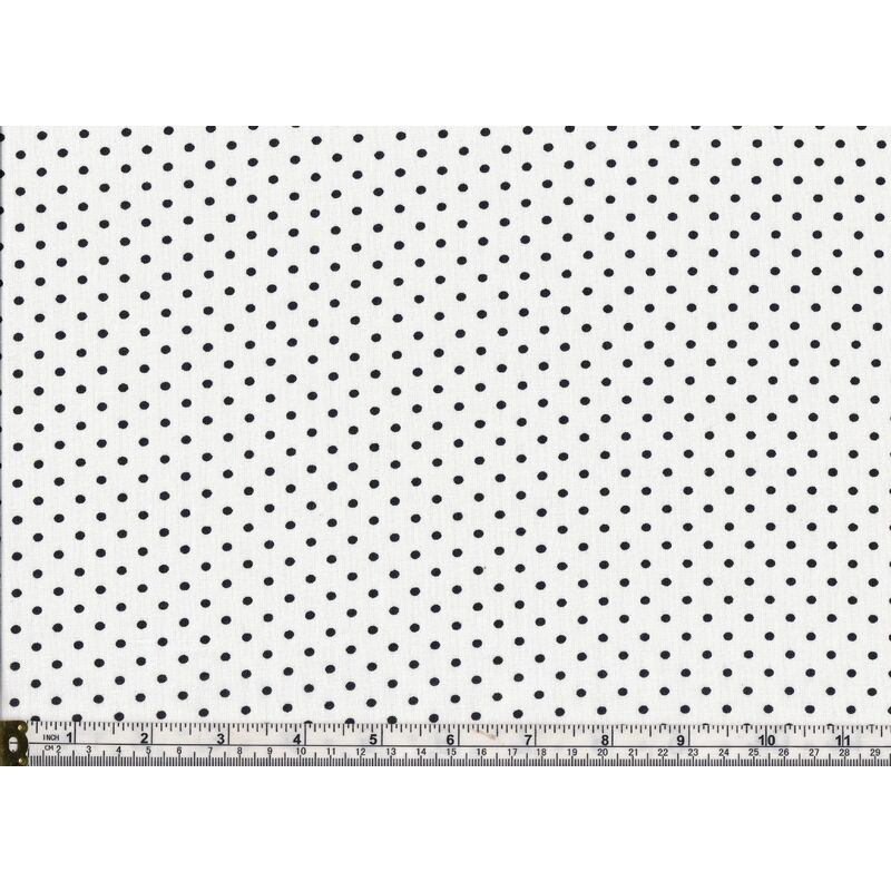Cotton Fabric Per Metre, 110cm Wide, Small Pin Spot Black on White GL6918.12