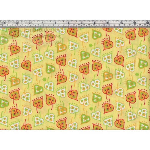Sugar Garden Garden Leaf Dot, YELLOW, Cotton Fabric 110cm Wide Per 50cm