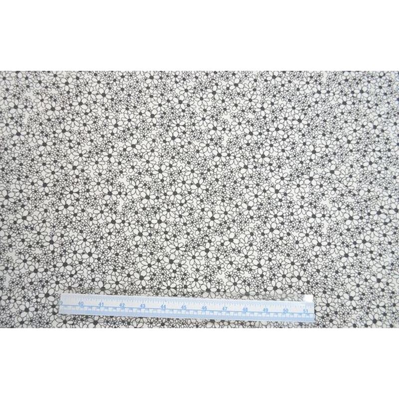 Cotton Fabric, Daisy Chain Black on White, 110cm Wide, 80cm REMNANT