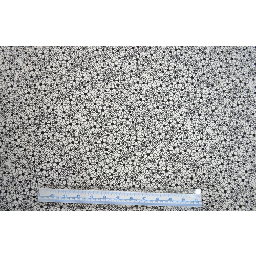 Cotton Fabric, Daisy Chain Black on White, 110cm Wide Per Metre