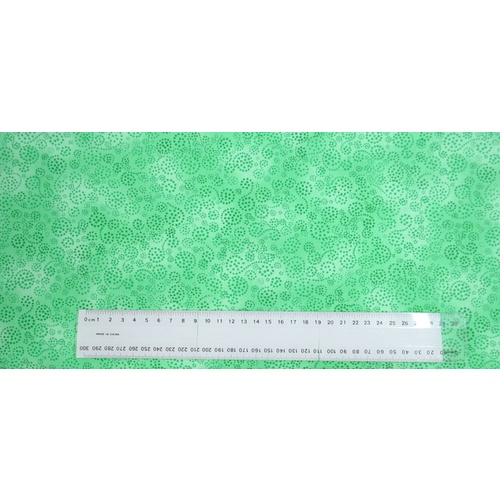 Cotton Fabric, 110cm Wide, Swirl Dot GREEN, 2 Remnants 96cm + 29cm