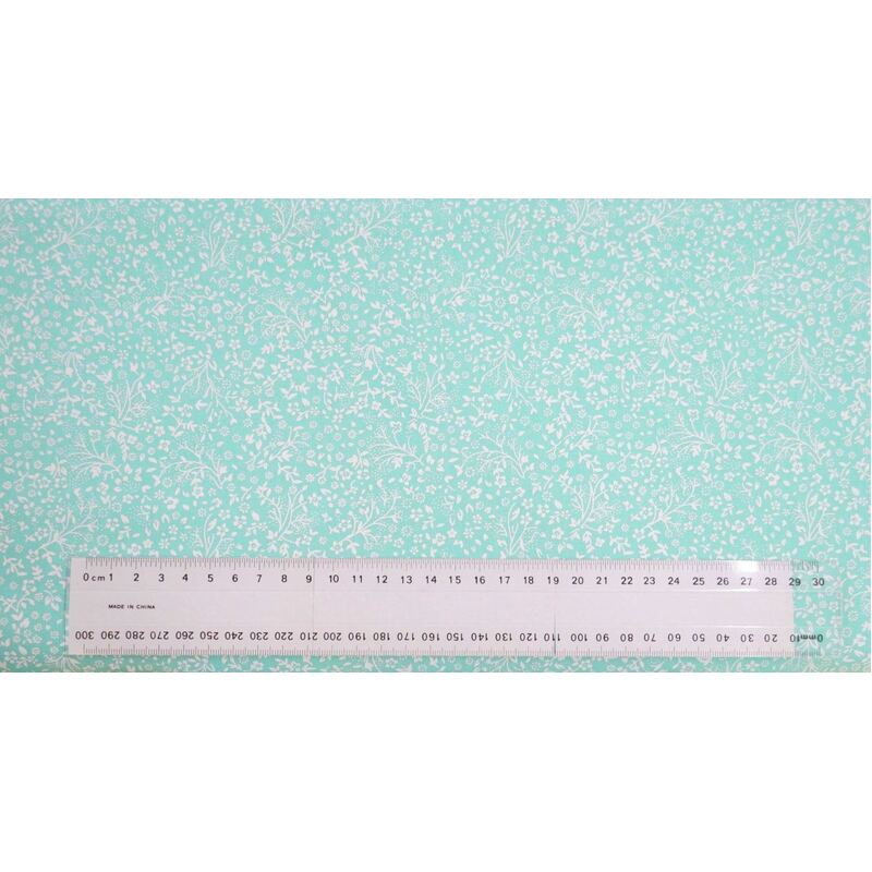 Cotton Fabric #GL6940.27, 110cm Wide, I Love Flowers Flowers MINT 1.2m REMNANT