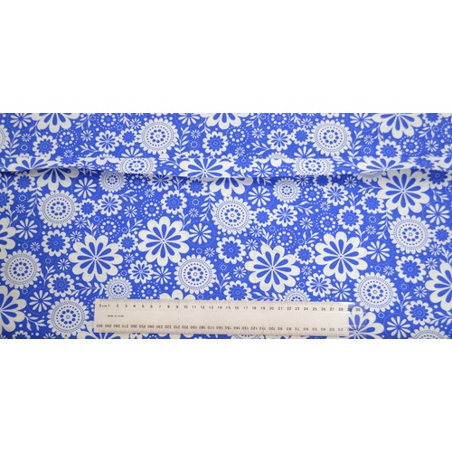 Cotton Fabric Per Metre, 110cm Wide, Funky Flora ROYAL BLUE GL6949.27