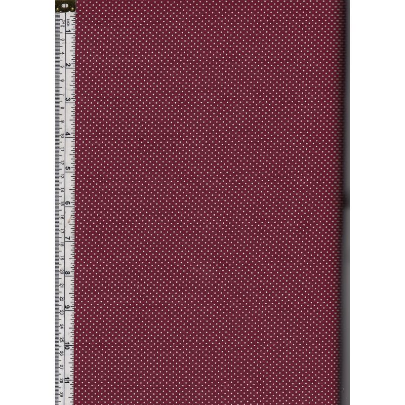 125cm REMNANT Sew Easy Cotton Fabric, Micro Dots BURGUNDY, 110cm Wide