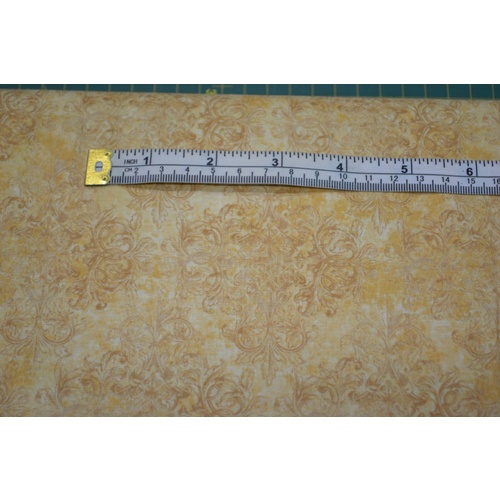 41cm REMNANT Mika High Tea Flax Yellow Cotton Fabric, 110cm Wide "Made in Japan"