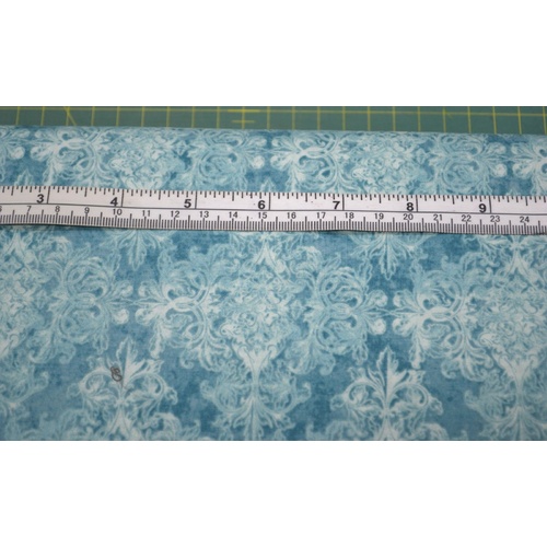 Mika High Tea Peacock Blue Cotton Fabric, 110cm Wide "Made in Japan"