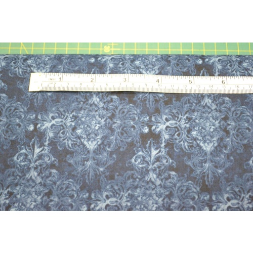 Mika High Tea Oxford Blue Cotton Fabric, 110cm Wide "Made in Japan"