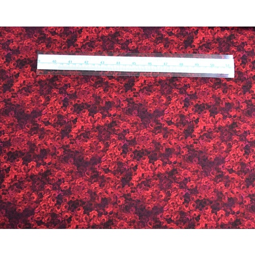 Mika Soft Floral Wine Cotton Fabric, 110cm Wide "Made in Japan"