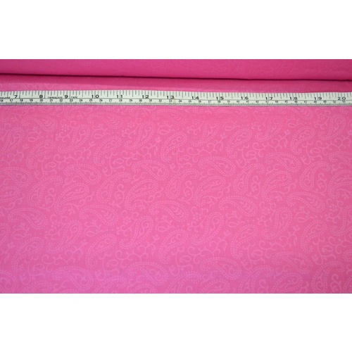 Paisley Embossed Polycotton, LOLLY PINK, Per Metre 110cm Wide