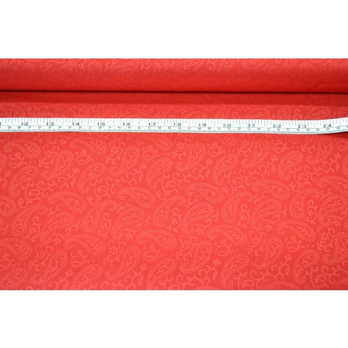 Paisley Embossed Dyed Polycotton, RED, Per Metre, 110cm Wide