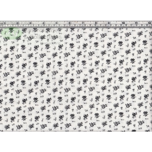 Floral Sprigs Black on Cream, 112cm Wide per Metre