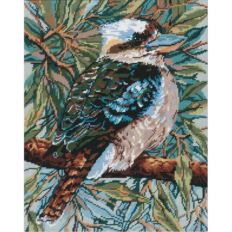 Glo Hill's KOOKABURRA Tapestry Design Printed On Canvas GLO.01 DMC Perle 5 Cotton & Canvas Kitted