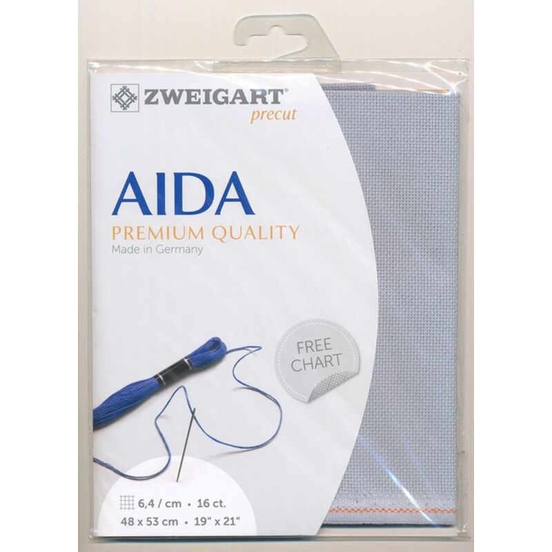 Zweigart 16Ct/6.4St Aida 3251.713 PEWTER GREY Cotton, 110cm wide per 50cm