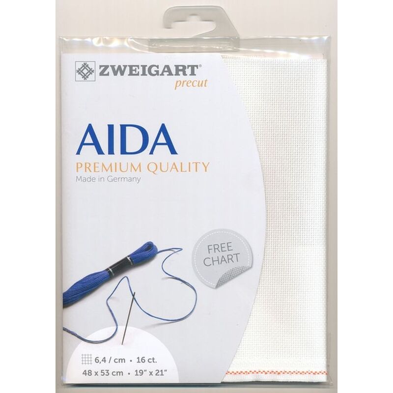 Zweigart 16Ct/6.4St Aida 3251.101 ANTIQUE WHITE Precut 48x53cm Cotton