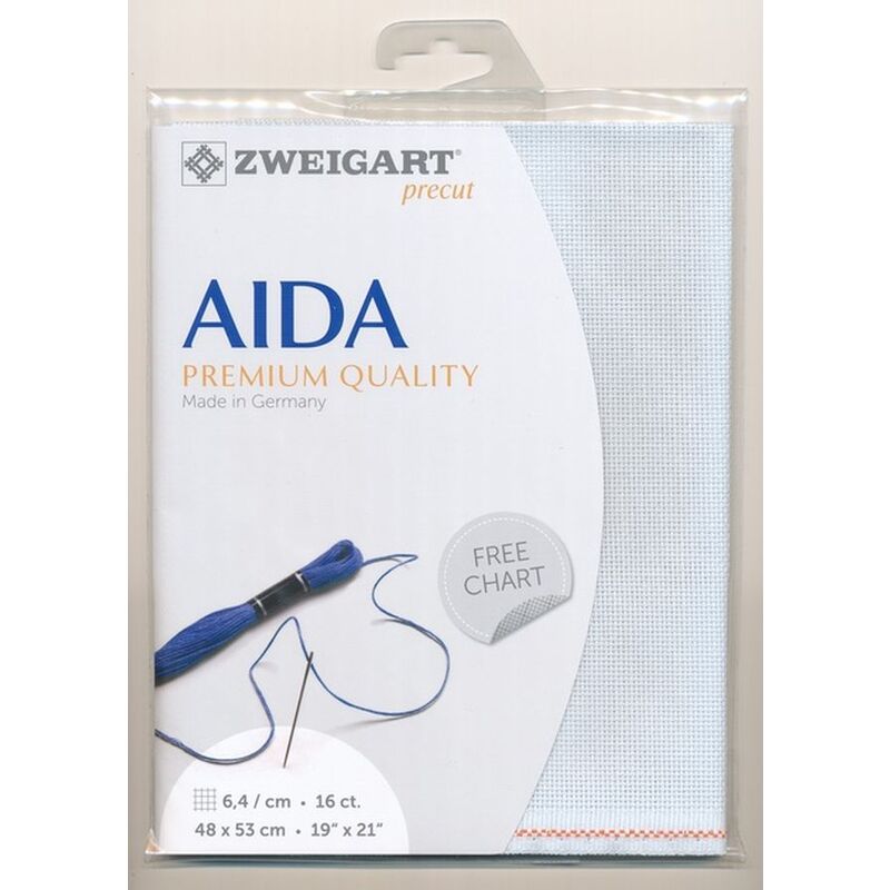 Zweigart 16Ct/6.4St Aida 3251.550 ICE BLUE Precut 48x53cm Cotton