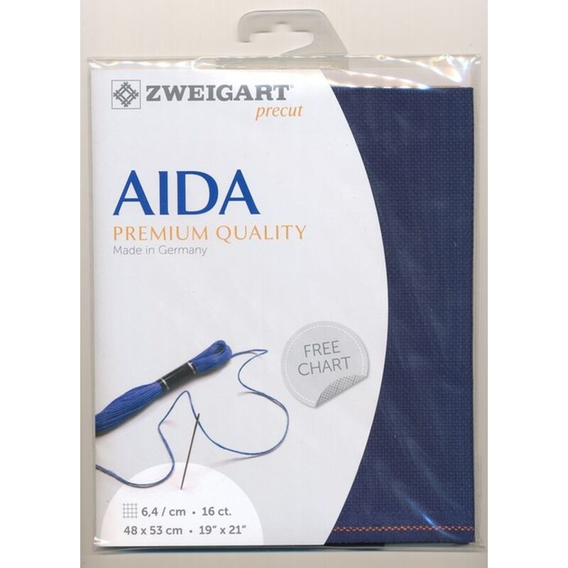 Zweigart 16Ct/6.4St Aida 3251.589 NAVY Precut 48x53cm Cotton