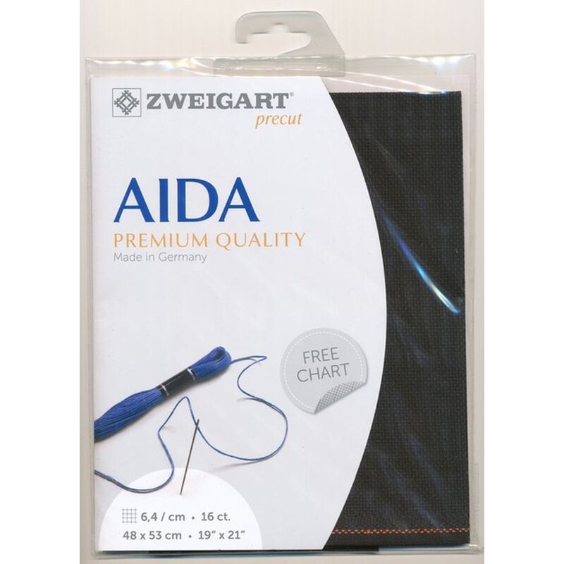 Zweigart 16Ct/6.4St Aida 3251.720 BLACK Precut 48x53cm Cotton