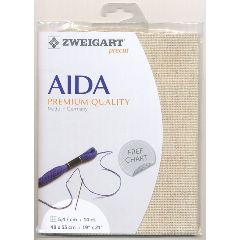 Zweigart 14Ct/5.4St Aida 3279.54 RUSTICO Precut 48x53cm Cott/Visc/Lin 51/34/15