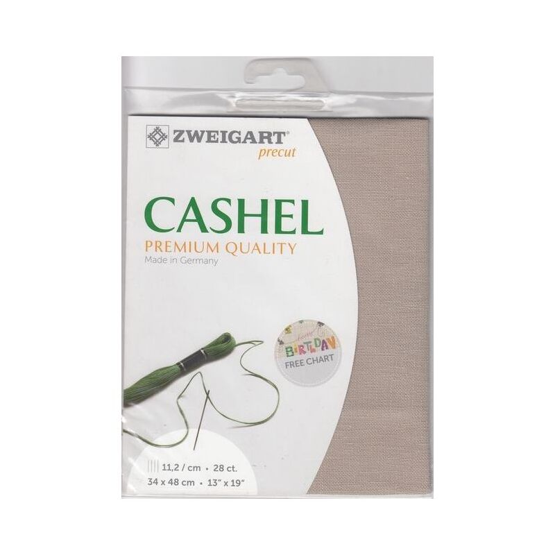 Zweigart Cashel 3281.306 TAUPE 28Ct/11.2St Precut 48x68cm Linen