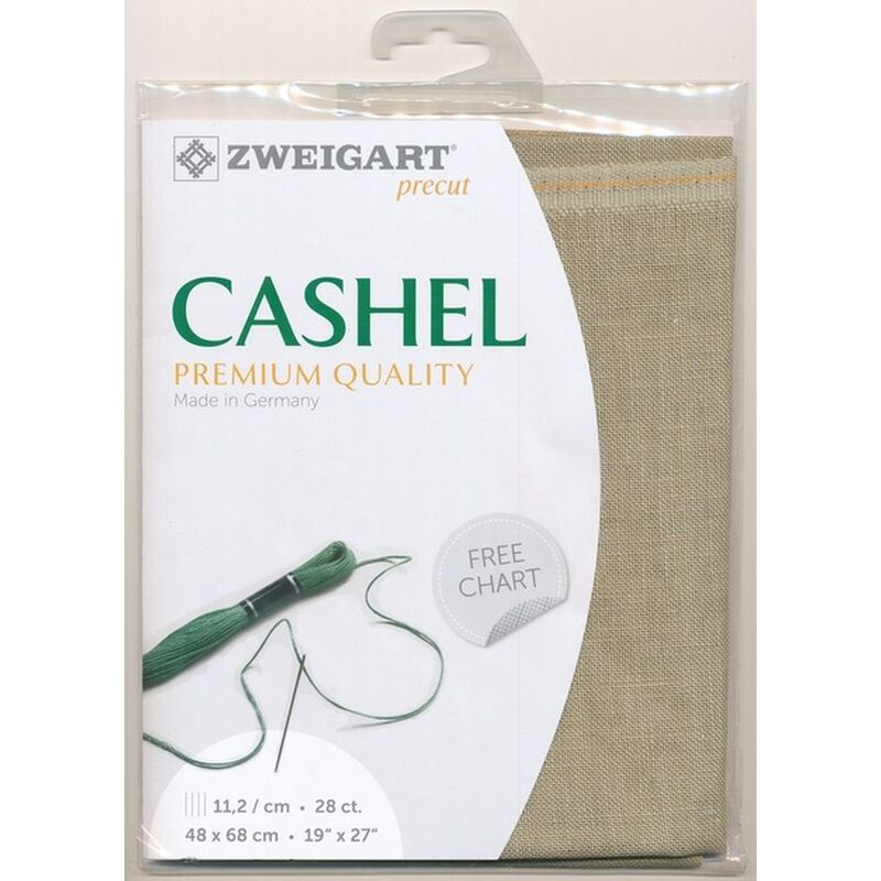 Zweigart Cashel 3281.323 SUMMER KHAKI, 28Ct/11.2St Precut 48x68cm Linen