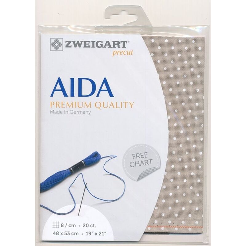 Zweigart Aida Extra Fine 3326, 20Ct/8St 48x53cm Cotton Petit Point White Petit Point on Beige