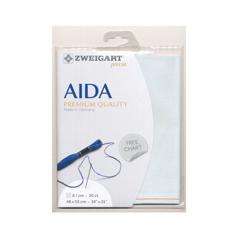 Zweigart Aida Extra Fine 3326, 20Ct/8St 48x53cm Cotton Petit Point Ice Blue