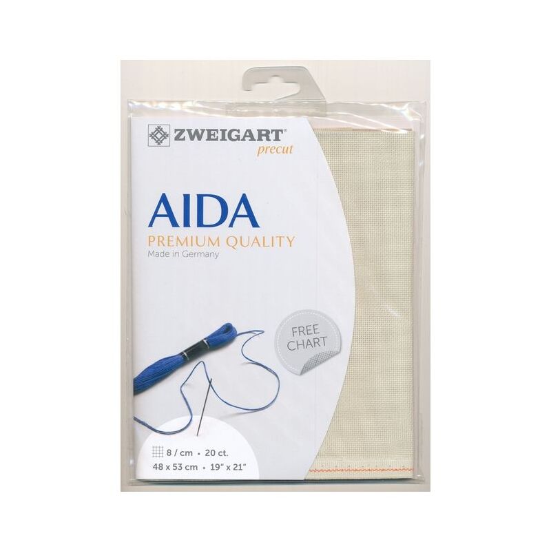 Zweigart Aida Extra Fine 3326, 20Ct/8St 48x53cm Cotton Petit Point Light Olive Green