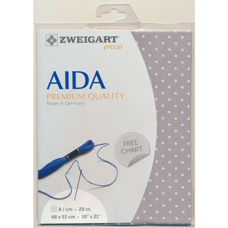 Zweigart Aida Extra Fine 3326, 20Ct/8St 48x53cm Cotton Petit Point White Petit Point on Grey
