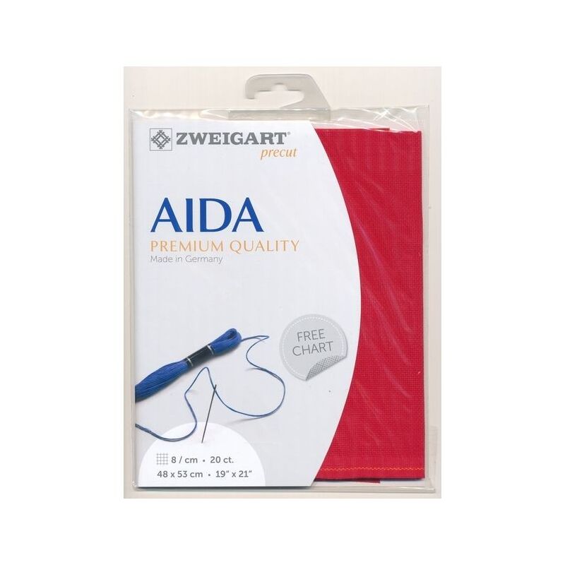 Zweigart Aida Extra Fine 3326, 20Ct/8St 48x53cm Cotton Petit Point Raspberry Red