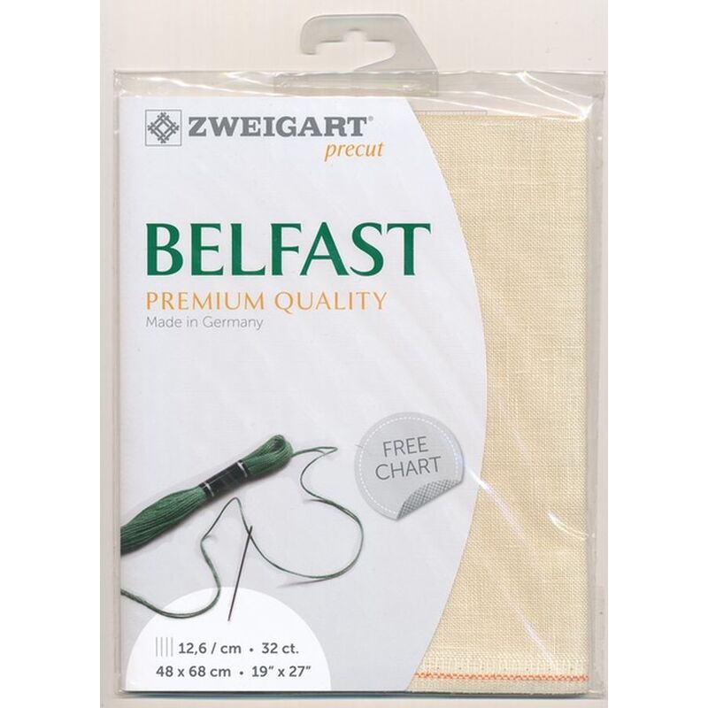 Zweigart Precut Belfast 3609, 32Ct/12.6St 48x68cm Linen Cream / Ivory