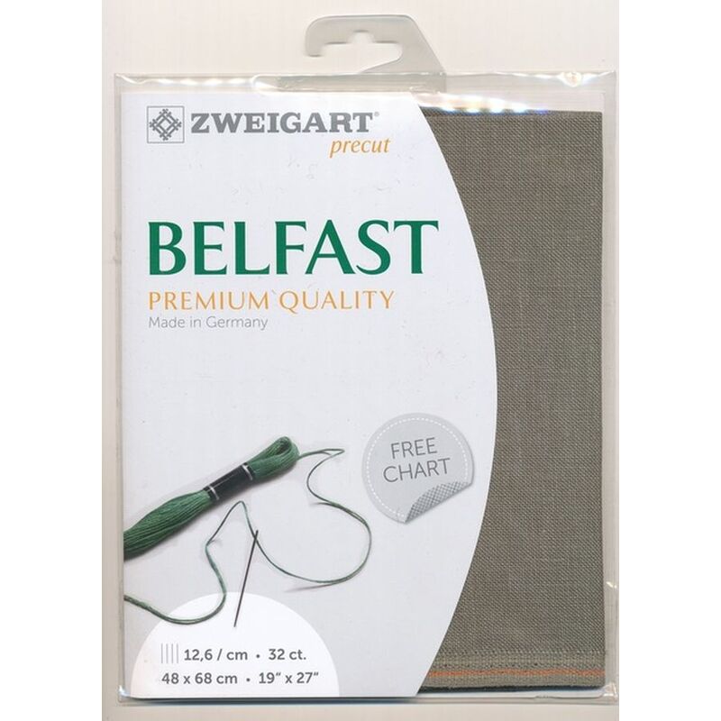 Zweigart Precut Belfast 3609, 32Ct/12.6St 48x68cm Linen Granite Grey