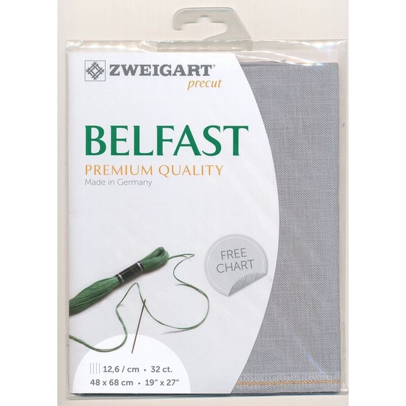 Zweigart Precut Belfast 3609, 32Ct/12.6St 48x68cm Linen Pearl Grey
