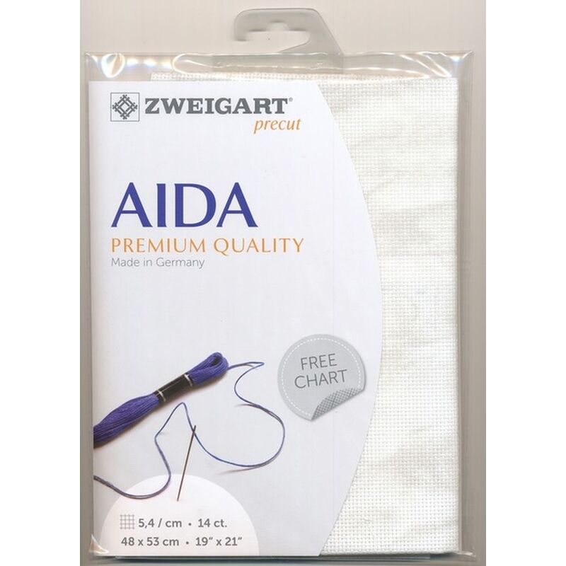 Zweigart Precut Aida 3706, 14Ct/5.4St 48x53cm Cotton Vintage Smokey White