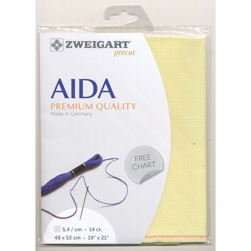 Zweigart Precut Aida 3706.2030 RAY OF LIGHT YELLOW, 14Ct/5.4St 48x53cm Cotton