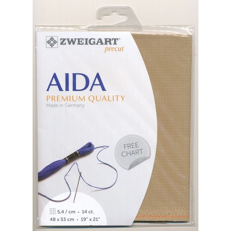 Zweigart Precut Aida 3706/300, 14Ct/5.4St 48x53cm Cotton Dirty Aida