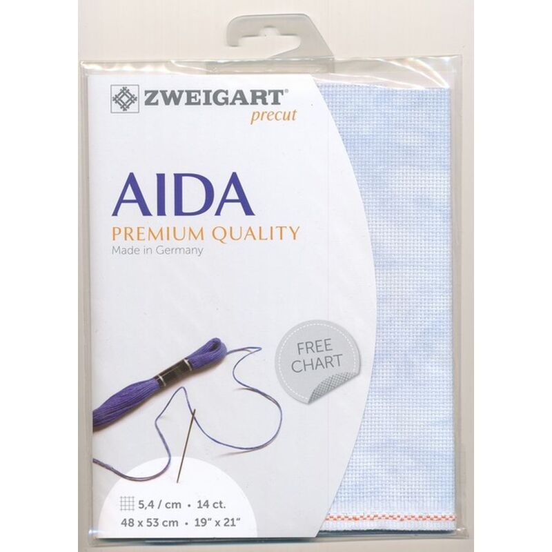 Zweigart Precut Aida 3706.5139, 14Ct/5.4St 48x53cm Cotton Vintage Blue Whisper