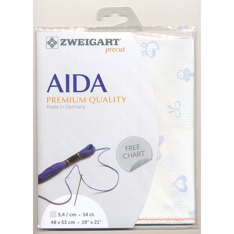 Zweigart Precut Baby Aida 3706, 14Ct/5.4St 48x53cm Cotton Blue On White