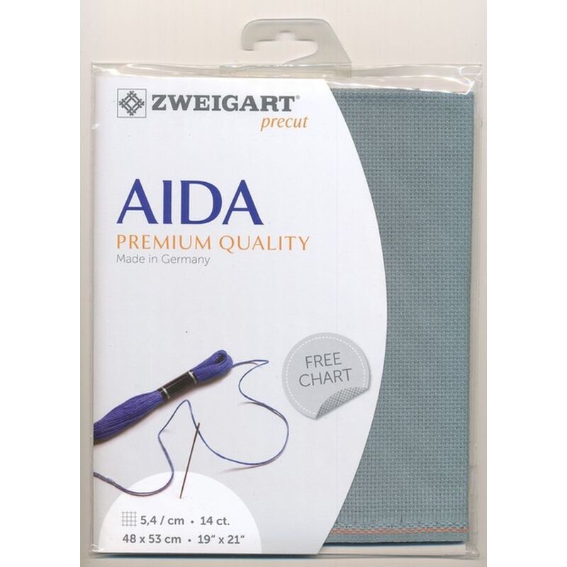 Zweigart Precut Aida 3706, 14Ct/5.4St 48x53cm Cotton Misty Blue