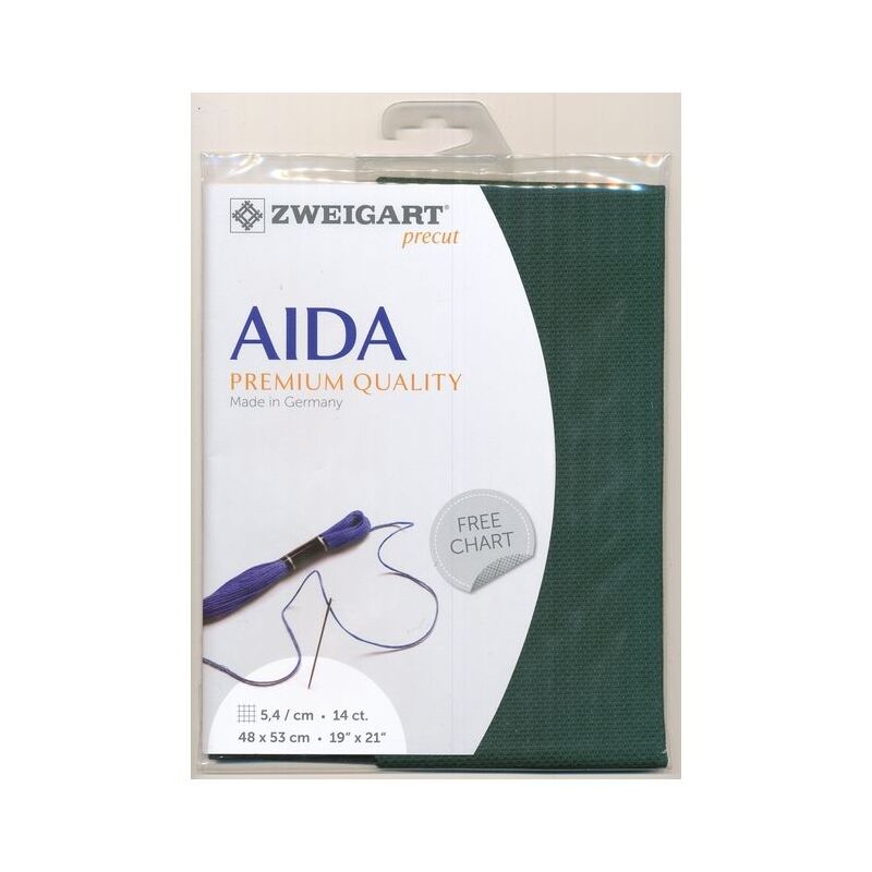 Zweigart Precut Aida 3706.647 FOREST GREEN, 14Ct/5.4St 48x53cm Cotton