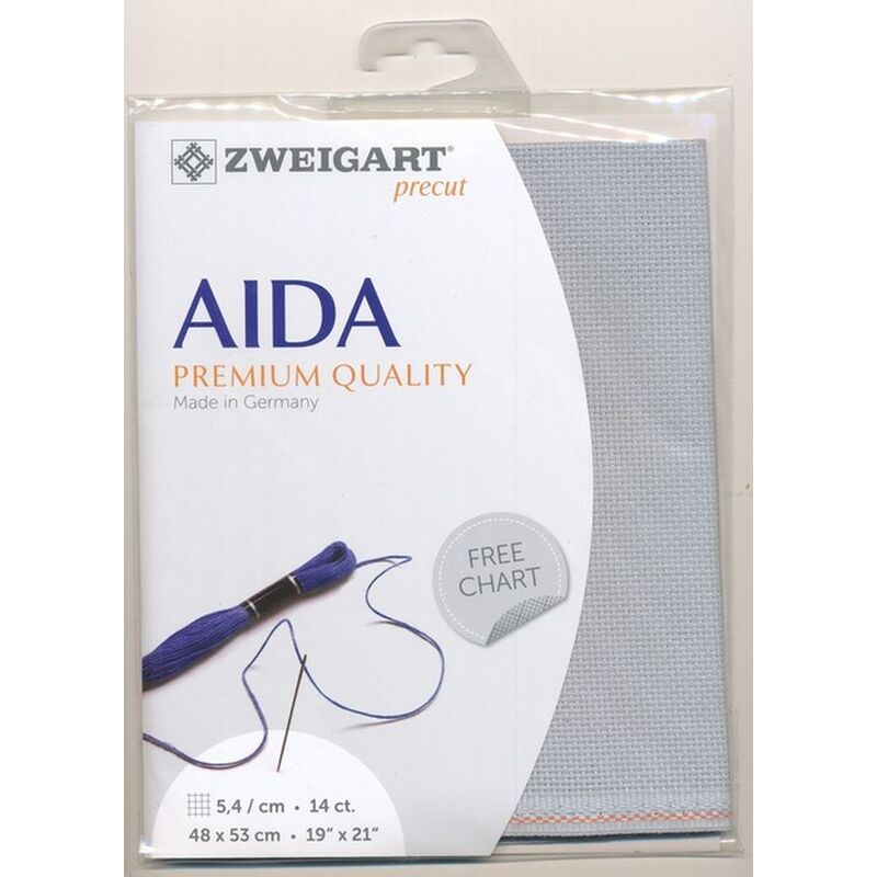 Zweigart Precut Aida 3706.713 PEWTER GREY, 14Ct/5.4St 48x53cm Cotton