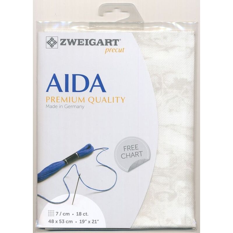 Zweigart Precut Aida Fine 3793, 18Ct/7St 48x53cm Cotton Vintage Smokey White